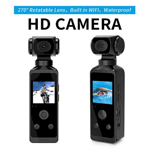 4K Pocket Action Camera HD LCD Screen 270° Rotatable Wifi Mini Sports Camera with Waterproof ...