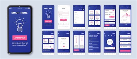 Smart home mobile app pack of ui, ux, gui screens for application ...