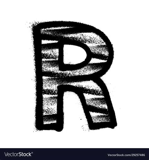 Letter r graffiti alphabet with spray lines Vector Image