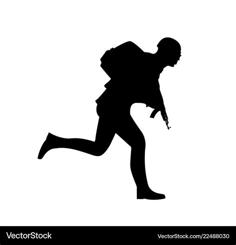 Silhouette a running soldier Royalty Free Vector Image