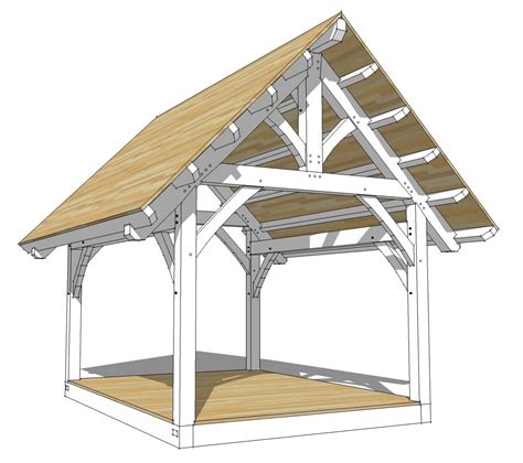 12×16 King Post Timber Frame Plan - Timber Frame HQ