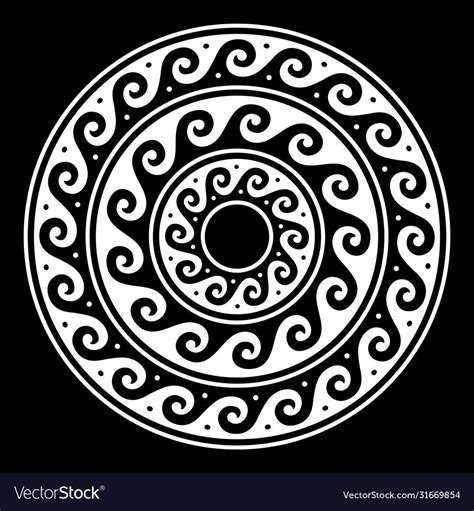 Greek mandala ancient round meander art vector image on VectorStock in 2020 | Circle tattoo ...