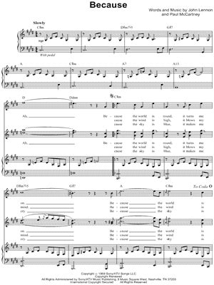 The Beatles "Because" Sheet Music - Download & Print