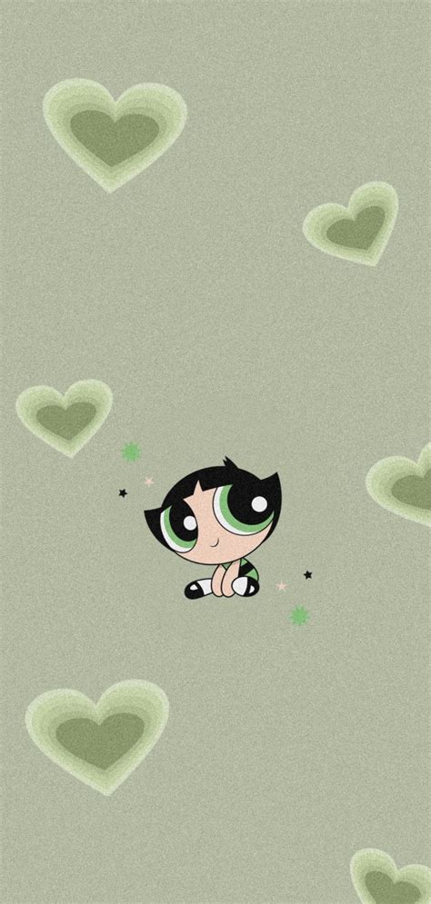 Powerpuff Girls Buttercup: Pastel Green Aesthetic Wallpaper