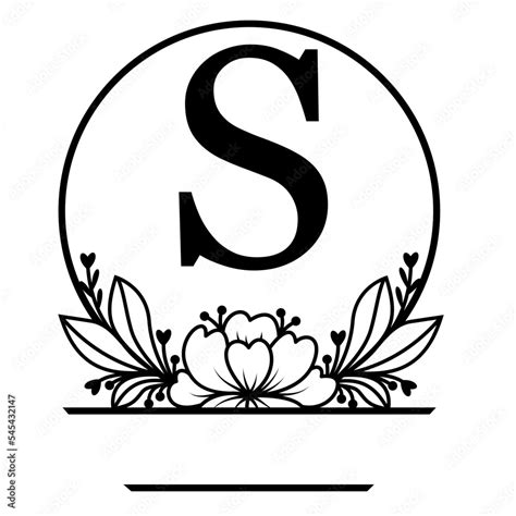 Letter S, Split monogram with floral elements svg, Family last name svg Stock Vector | Adobe Stock