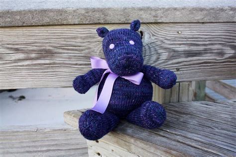 PREMIUM Knit Purple Hippo, Stuffed Hippo, Stuffed Animal, Nursery Toy ...