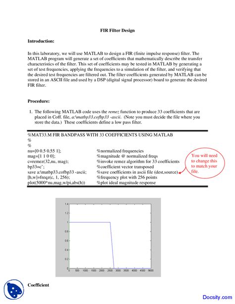 FIR Filter Design - Digital Signal Processing - Lab Manual - Docsity