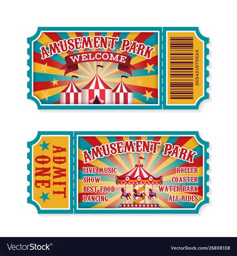 Amusement park ticket family attractions Vector Image