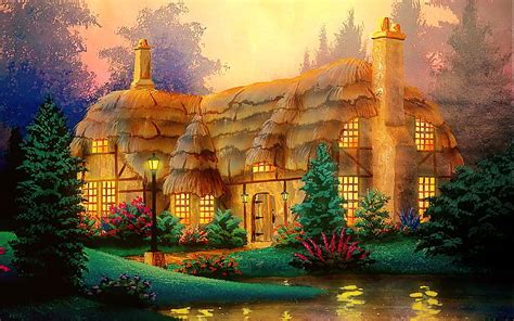 1920x1080px, 1080P free download | Fairytale house, art, house, cottage, bonito, spring ...