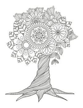 20 Trees Zen Tangle Coloring pages: Zen Tangl Coloring Pages For Kids And Adults