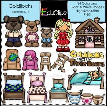 Goldilocks Clip Art Bundle Folk Tales, Fairy Tales, Black N White Images, Black And White ...