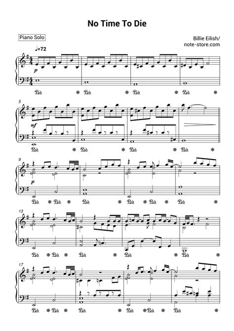 Billie Eilish - No Time To Die sheet music for piano download | Piano.Solo SKU PSO0030110 at