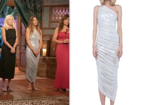 The Golden Bachelor: Season 1 Episode 5 Leslie Fhima's Silver One-Shoulder Ruched Dress | Shop ...