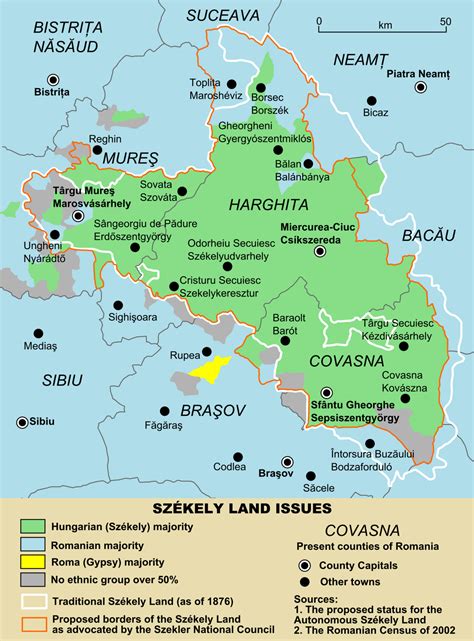 Ethnic map of the Székely Land with the historical... - Maps on the Web