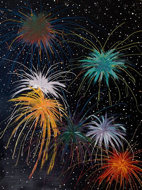 Fireworks Painting by Julia Collard - Pixels