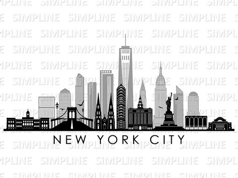 NEW YORK City TRANSPARENT Windows Nyc Skyline Outline - Etsy