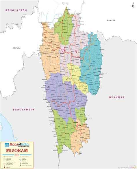 Mizoram District Map, Mizoram Political Map, 40% OFF