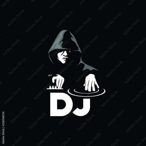 DJ logo with hoodie man, Design element for logo, poster, card, banner, emblem, t shirt. Vector ...