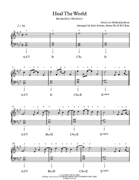 Heal The World by Michael Jackson Sheet Music & Lesson | Intermediate Level