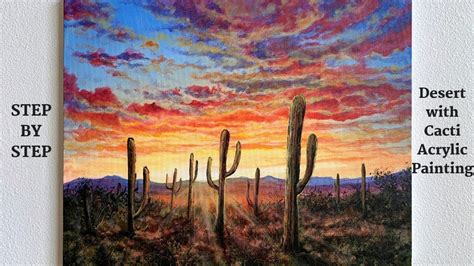 art- Audrey Chal Original American desert painting with cactus and tree ...