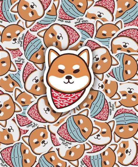 Shiba Inu Stickers Mask Stickers Puppy Stickers | Etsy