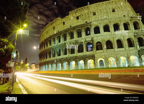 The Roman Colosseum at night Stock Photo - Alamy