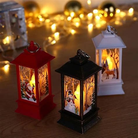 Christmas LED Night Light Lamp Candlestick Santa Claus Deer Lantern ...