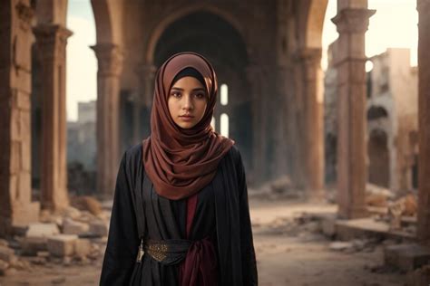 Premium AI Image | Portrait of an Gaza Palestine woman with hijab ...