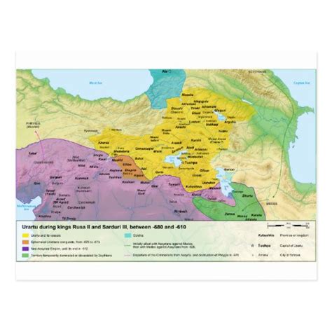 Kingdom of Urartu Map Between 680 and 610 BC Postcard | Zazzle