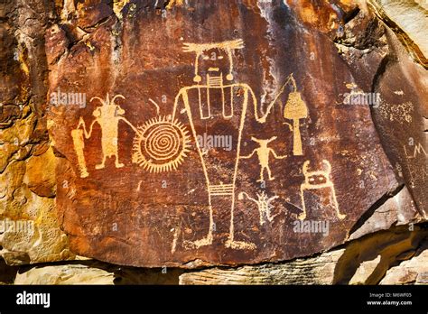 McKee Springs Petroglyphs, Fremont culture rock art panel, Island Park Road, Dinosaur National ...