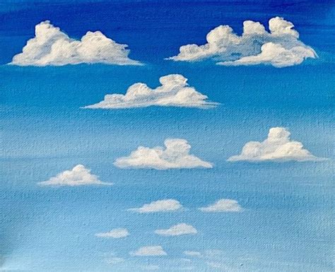 How To Paint Clouds - Simple Puffy Clouds - Step By Step Painting ...