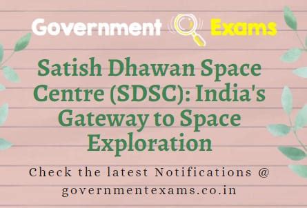 Satish Dhawan Space Centre Sriharikota - Government Exams