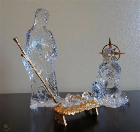 WATERFORD CRYSTAL MILLENNIUM Nativity set Holy Family Mary Joseph Baby ...