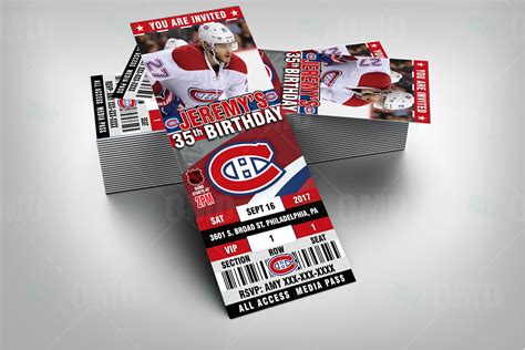 Montreal Canadiens Ticket Style Sports Party Invitations – Sports Invites