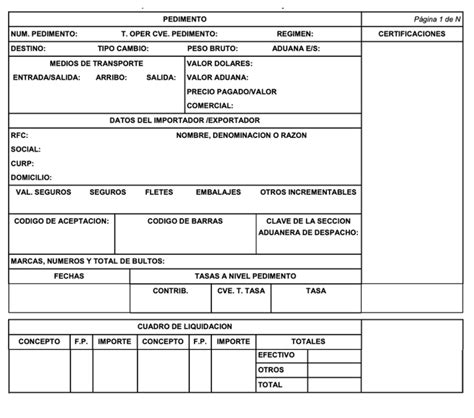 Pedimento Formato Para Llenar