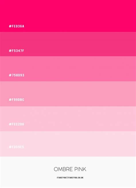 Ombre Pink Colour Scheme | Shades of pink gradient colour palette