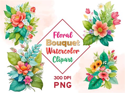 Watercolor Floral Bouquet Clipart VOL-1 Graphic by GraphicTech360 · Creative Fabrica