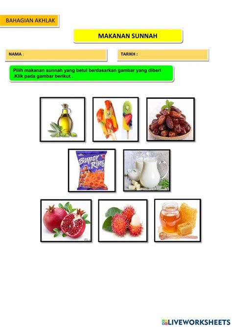 Makanan Sunnah 1232533 | ustaz_azizi | LiveWorksheets