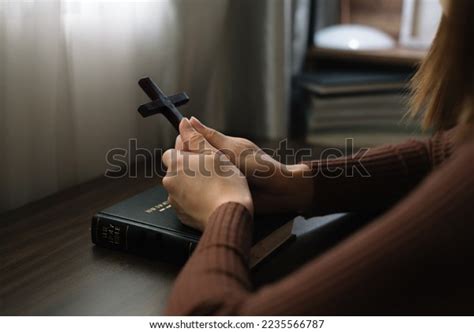 Woman Hands Praying God Bible Woman Stock Photo 2235566787 | Shutterstock