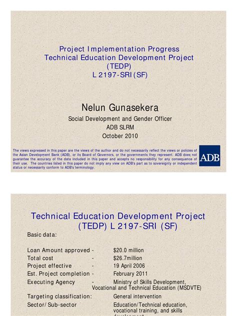 SRI LANKA: Technical Education Development Project | PDF | Vocational Education | Asian ...