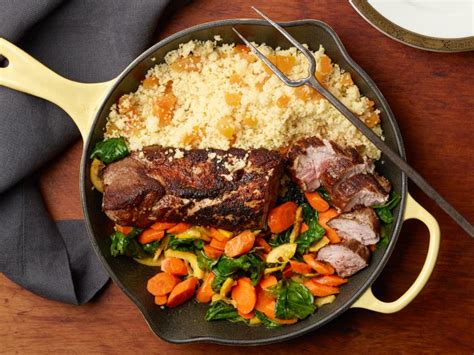 Skillet Pork Tenderloin with Spiced Carrots and Couscous Recipe | Food ...