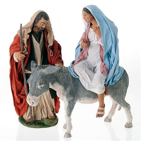 Nativity scene set Joseph and expecting Mary on donkey 30 cm | online ...