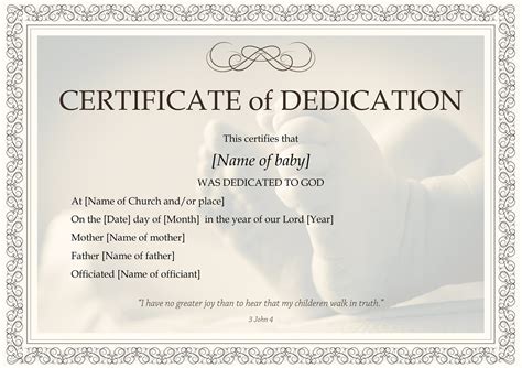 Baby Dedication Certificate Template for Mac Boy or Girl Instant ...