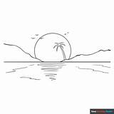 Sunset Coloring Page  Easy Drawing Guides sketch template
