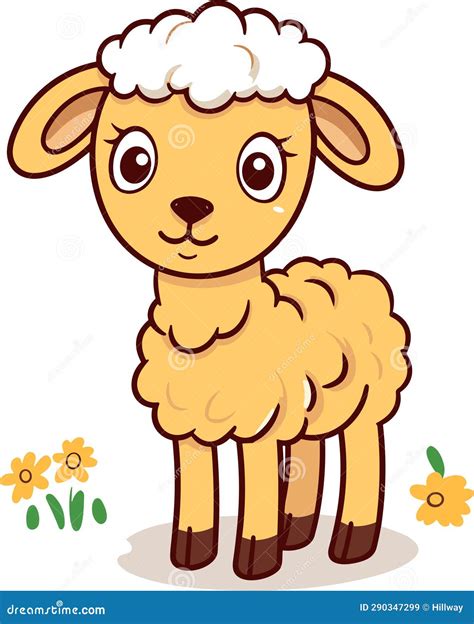 A Cartoon Cute Baby Ram Farm Animal Character, Vector Stock ...