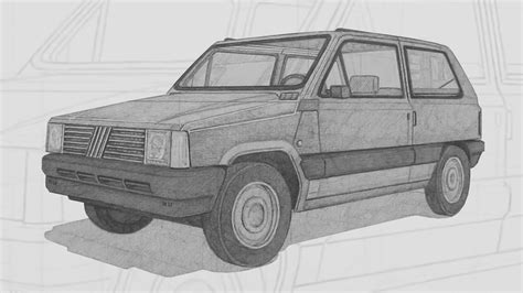 How To Draw A Car In Two Points Perspective (Fiat Panda 750CL ...