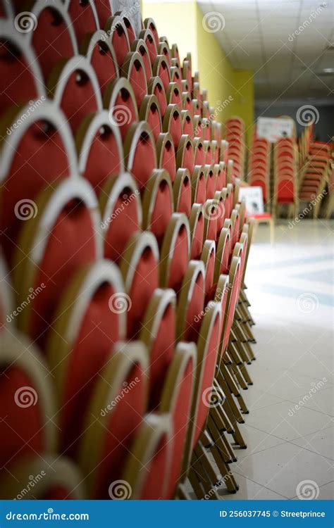 Rows of Red and Gold Cinema Chairs Stock Image - Image of background, chair: 256037745