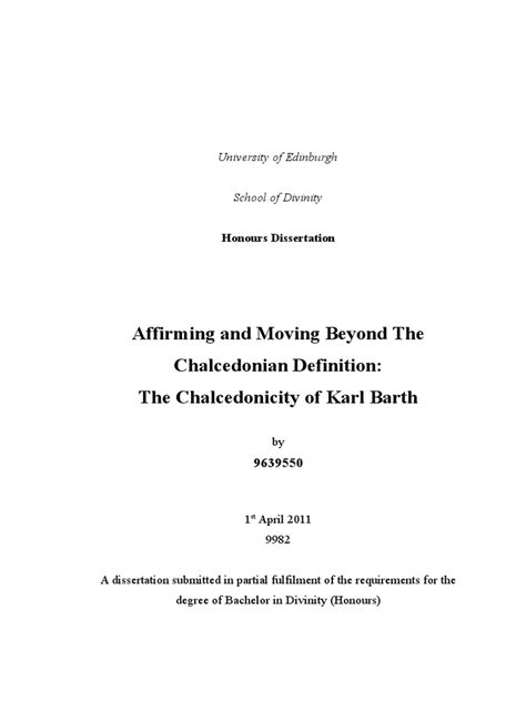 Honours Theology Dissertation | PDF | Christology | Council Of Chalcedon