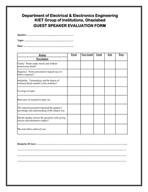 FREE 14+ Speaker Evaluation Forms in PDF