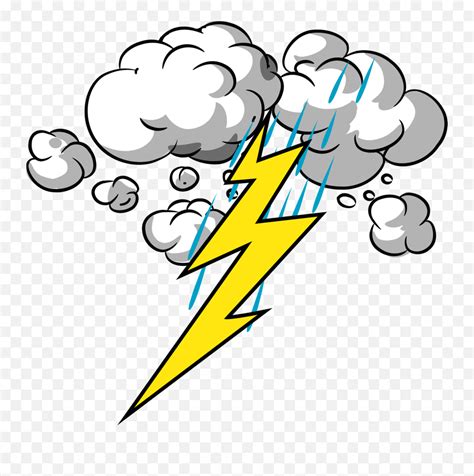 Thunderstorm Weather Clipart - Cartoon Thunder And Lightning Emoji ...